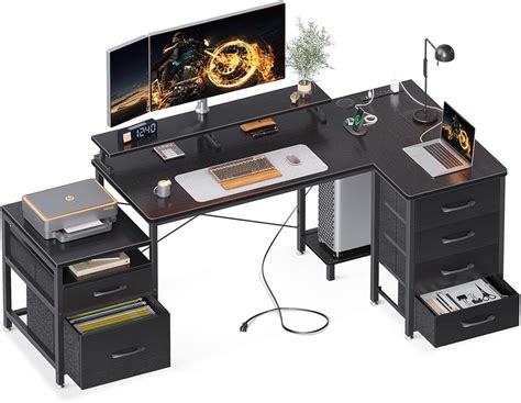 Amazon Aodk L Shaped Desk With Drawers Power Outlet