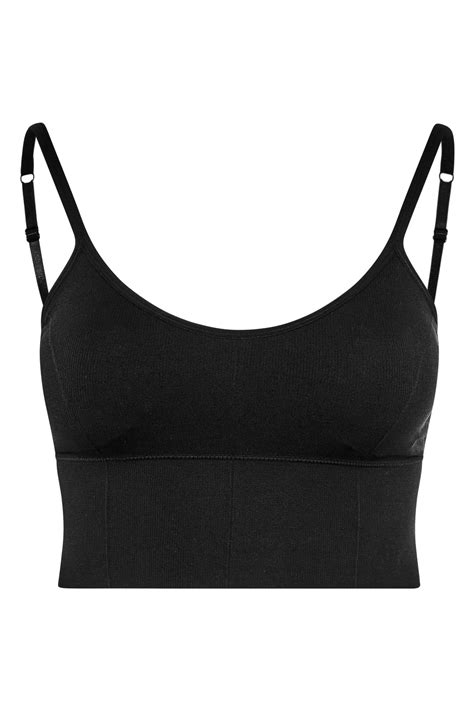 Black Seamless Crop Top Bralette Yours Clothing