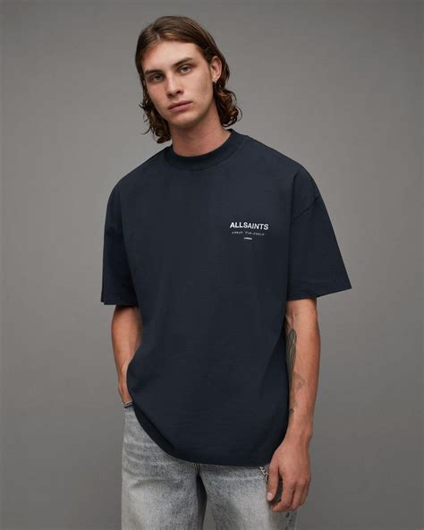 Allsaints Underground Oversized Crew Neck T Shirt In Universe Blue