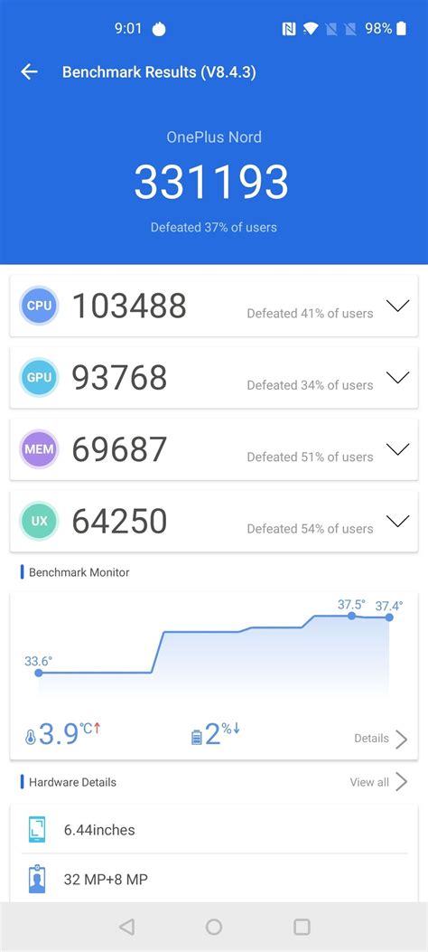 OnePlus Nord AnTuTu Score Geekbench GFXBench PCMark Score Results