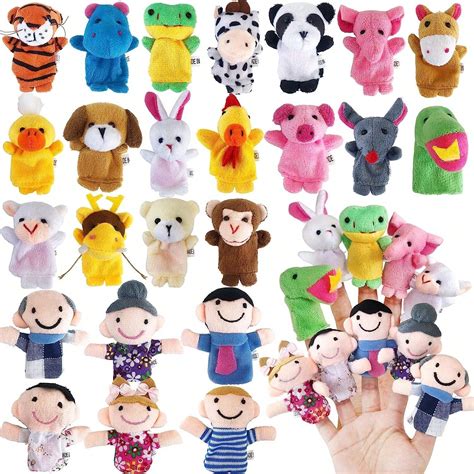 24 Pièces Ensemble De Marionnettes À Doigt Mini animaux En Peluche Pour