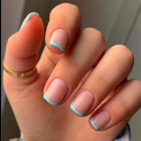 Short Press Nail French Tip Nails Pink Nude Temu Di 2024