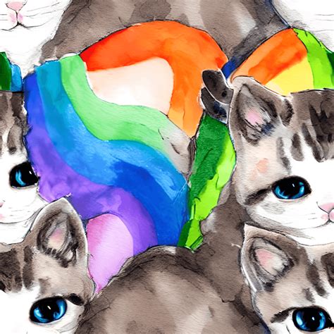 Motivo Ripetuto Di Sfondo Arcobaleno Arte Queer Gay Pride Simpatici Gattini Due Gattini