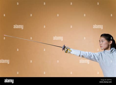 Female Fencer Fencing Stock Photo Alamy
