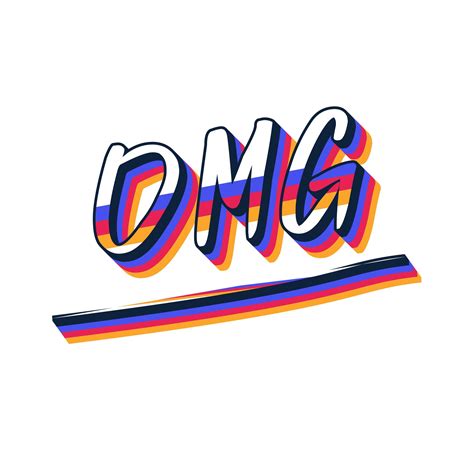 Omg Hand Drawn Text Trendy Hand Lettering Calligraphy Isolated Quote