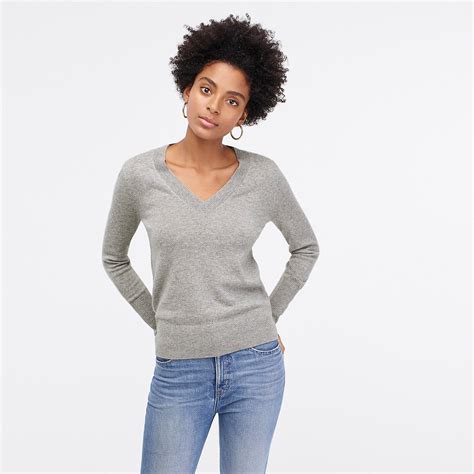 J Crew Long Sleeve Everyday Cashmere Fitted V Neck Sweater Sweaters