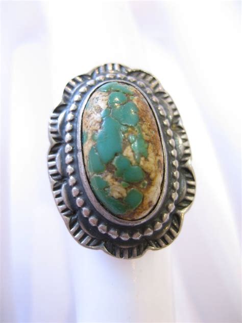 Vintage Navajo Green King S Manassa Turquoise Ring