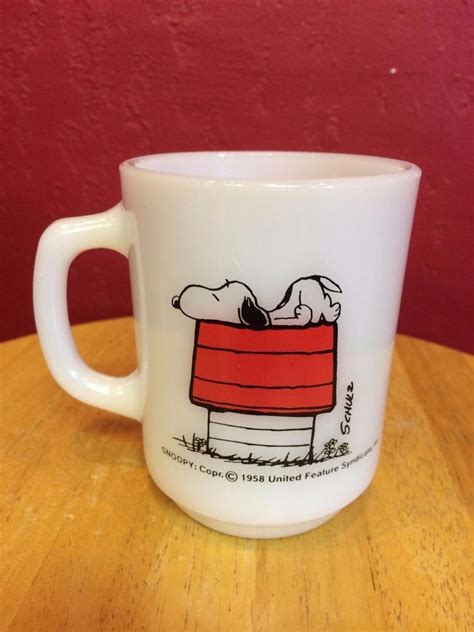 Vintage Snoopy I Think Im Allergic To Morning Fire King Coffee Mug