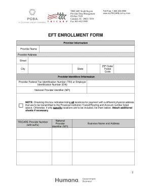 Fillable Online Eft Enrollment Form Mytricare Fax Email Print