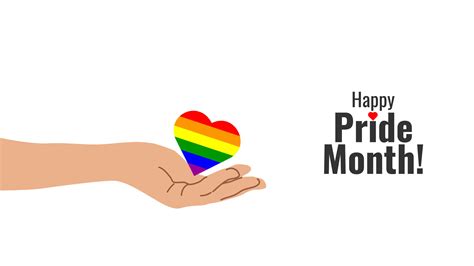 Lgbtq Banner With Symbols Celebrating Pride Month Hand Holds Rainbow Heart Rainbow Elements