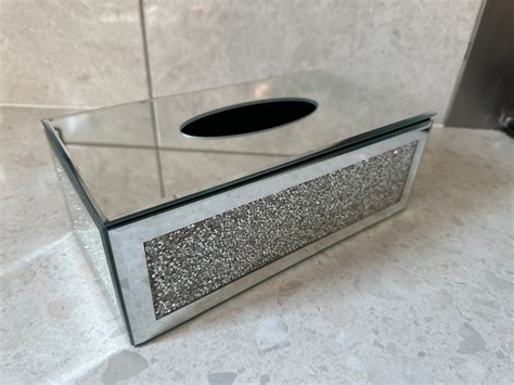 Silver Crushed Diamond Diamante Crystal Filled Tissue Box Etsy