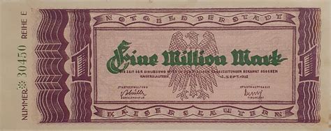 Deutschland Deutsches Reich Mio Mark Notgeld Der Stadt