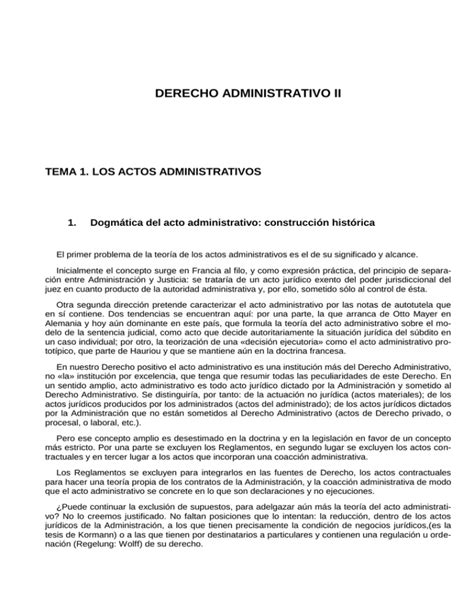 DERECHO ADMINISTRATIVO II TEMA 1 LOS ACTOS ADMINISTRATIVOS