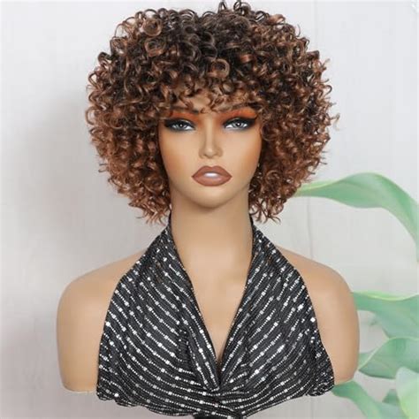 Ugorgeous Short Kinky Curly Wigs With Bangs For Black