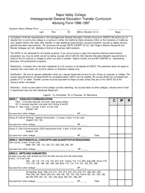 Fillable Online IGETC General Education Certificate Of Achievement Fax