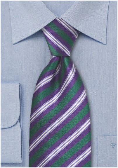 Green And Purple Striped Tie Mens Ties