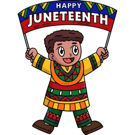 Happy Juneteenth Boy Holding Banner Clipart Stock Illustration ...