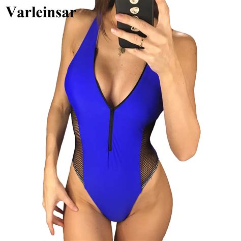 Aliexpress Buy Sexy Zipper Mesh High Cut One Piece Swimsuit Women