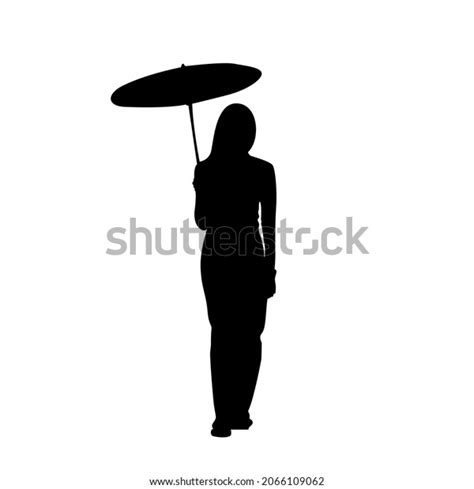 Silhouette Woman Umbrella Vector Illustration Vector Stock Vector