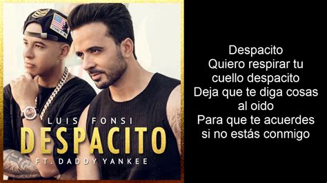 Lyrics Luis Fonsi Despacito Ft Daddy Yankee Youtube