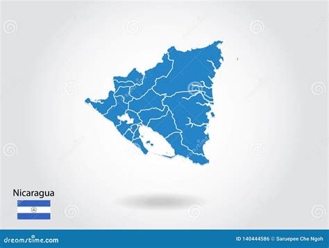 Dise O Del Mapa De Nicaragua Con El Estilo D Mapa Azul De Nicaragua Y