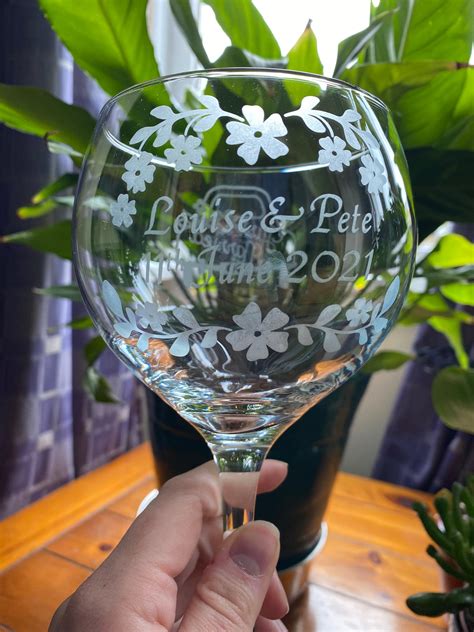 Personalised Etched Wedding Gin Glass Etsy