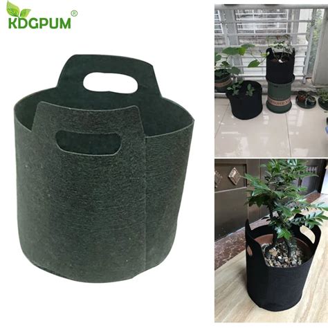 123 Gallon Garden Grow Bags 2 Handle Round Planting Bag Non Woven Fabric Flower Pots Grow Bag