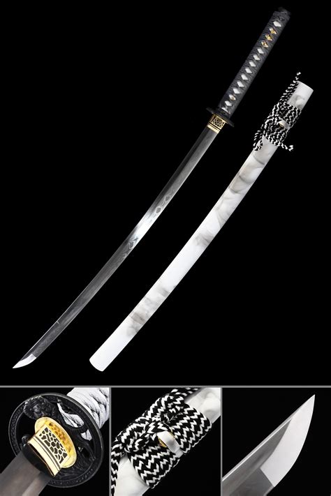 Katana Blanca Espada Katana Japonesa Hecha A Mano T Doblada Arcilla