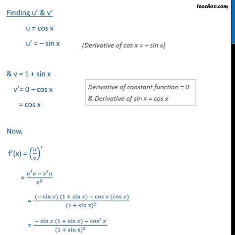 Misc Find Derivative Cos X Sin X Class Derivatives