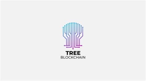 Digitale Baum Blockketten Logo Design Vektorillustration Premium Vektor