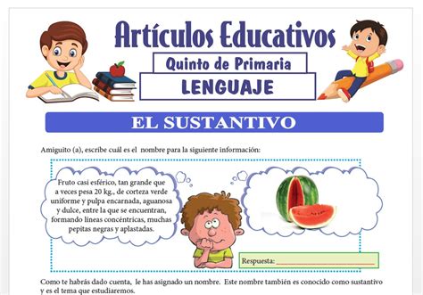 Fichas Del Sustantivo Para Quinto De Primaria