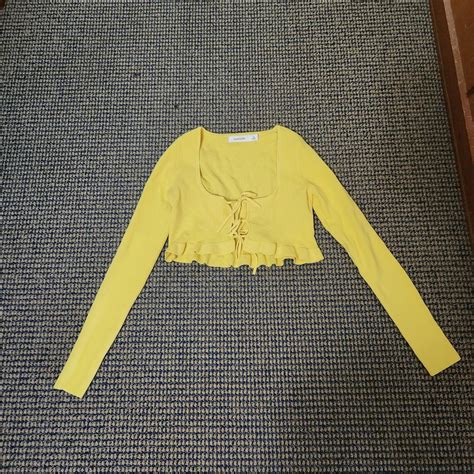 Yellow Cropped Tie Up Glassons Top Size S On Depop