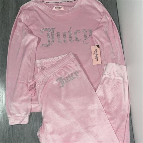 Juicy Couture Women S Pink And Silver Pajamas Depop