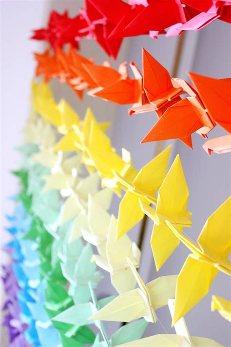 Cranes Strings Strands Cranes Each Rainbow Crane Etsy