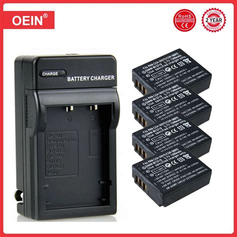 4Pcs 1300mAh CGA S007 CGR S007E DMW BCC10 Battery For Panasonic Lumix