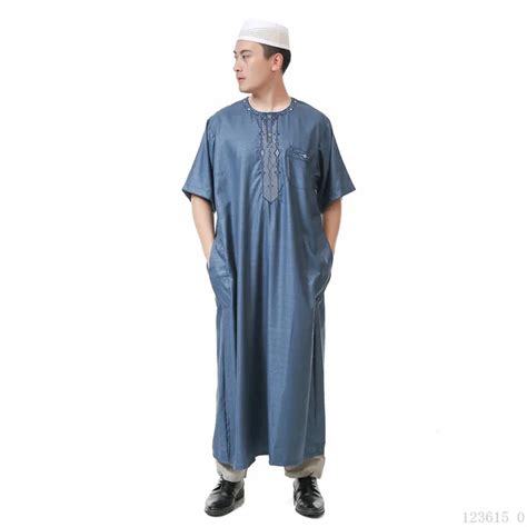 Buy Summer New Muslim Mens Prayer Dress Round Neck