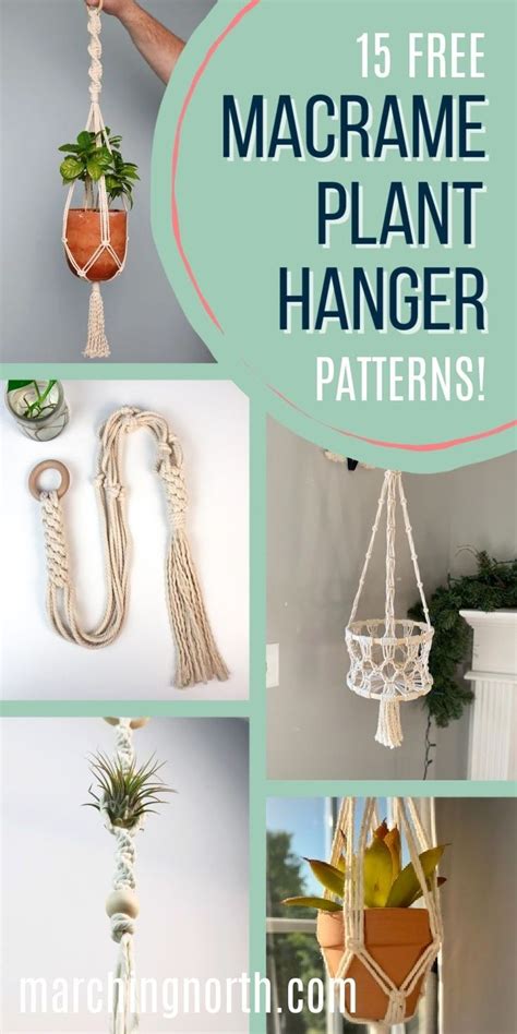 Macrame Plant Hanger Patterns With Text Overlay That Reads Free