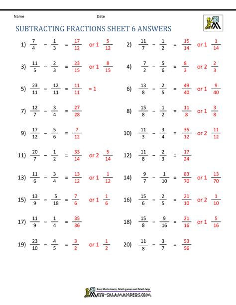 Grade 6 math worksheet simplify proper and improper fractions k5 learning