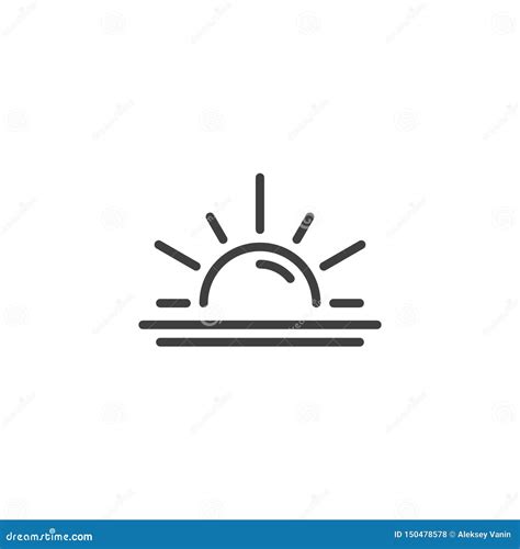 Sun And Sea Water Line Icon Stock Vector Illustration Of Sunbeam