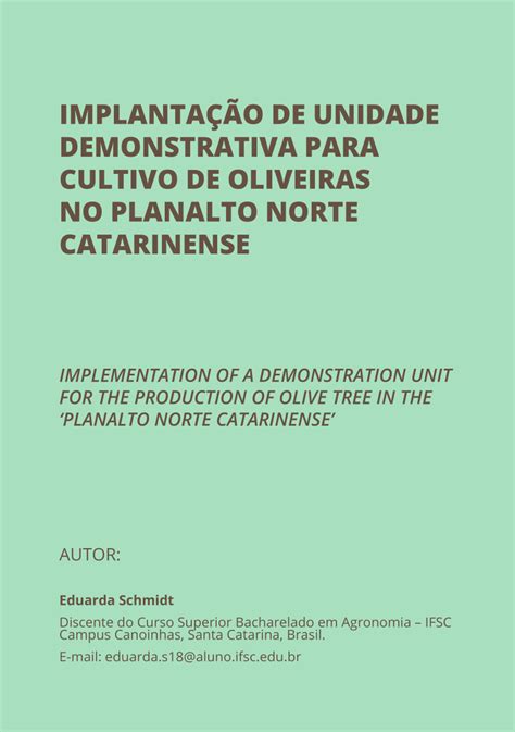 PDF Implantação de unidade demonstrativa para cultivo de oliveiras no