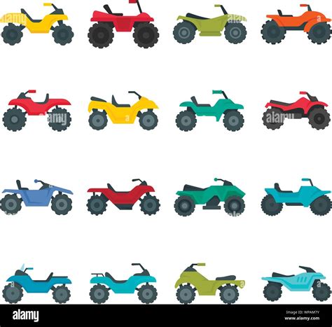 Quad Bike Icons Set Flat Set Of Quad Bike Vector Icons For Web Design