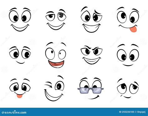 Expresiones De Caras Felices Bocadillos Y Ojos Divertidos Emociones