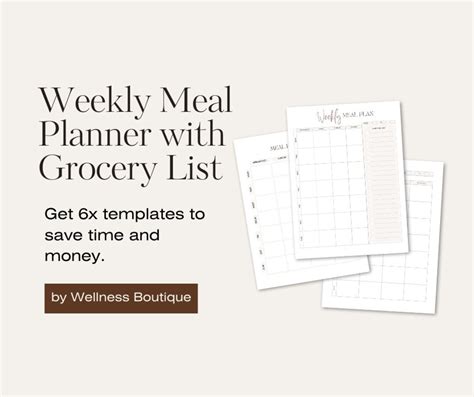 Meal Planner Printable Weekly Meal Planner Meal Tracker Food Journal Menu Prep Grocery List