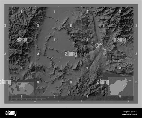 Kabul Province Of Afghanistan Grayscale Elevation Map With Lakes And