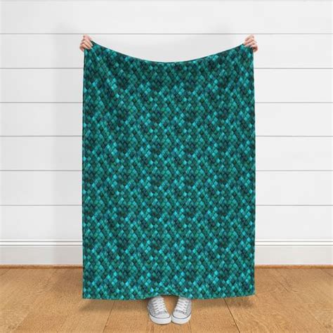 Dark Teal Mermaid Or Dragon Scales Fabric Spoonflower