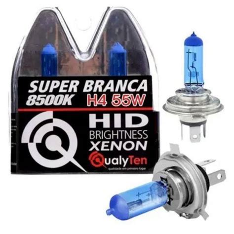 Super Branca H4 - Lampada Super Branca H4 55w 8500k - QUALYTEN - Lâmpada Automotiva Super ...