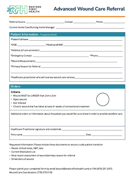 Fillable Online Advanced Wound Care Referral Fax Email Print Pdffiller