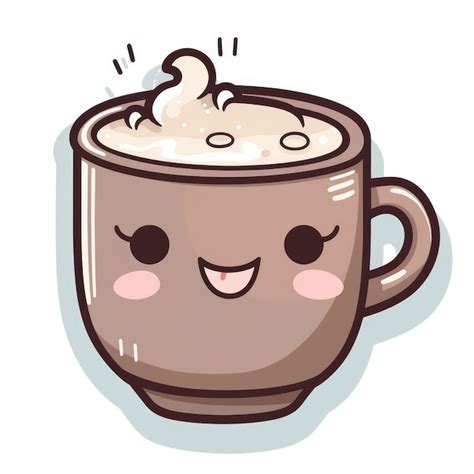 Premium AI Image Heartwarming Delight Kawaii Hot Cocoa Sticker For