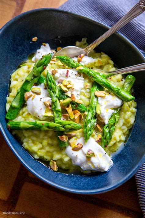 Risotto mit Erbsenpüree und grünem Spargel Madame Cuisine