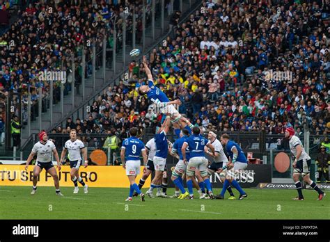 Rome Italy 9 Mar 2024 Italy Vs Scotland Rugby Six Nations Line Out